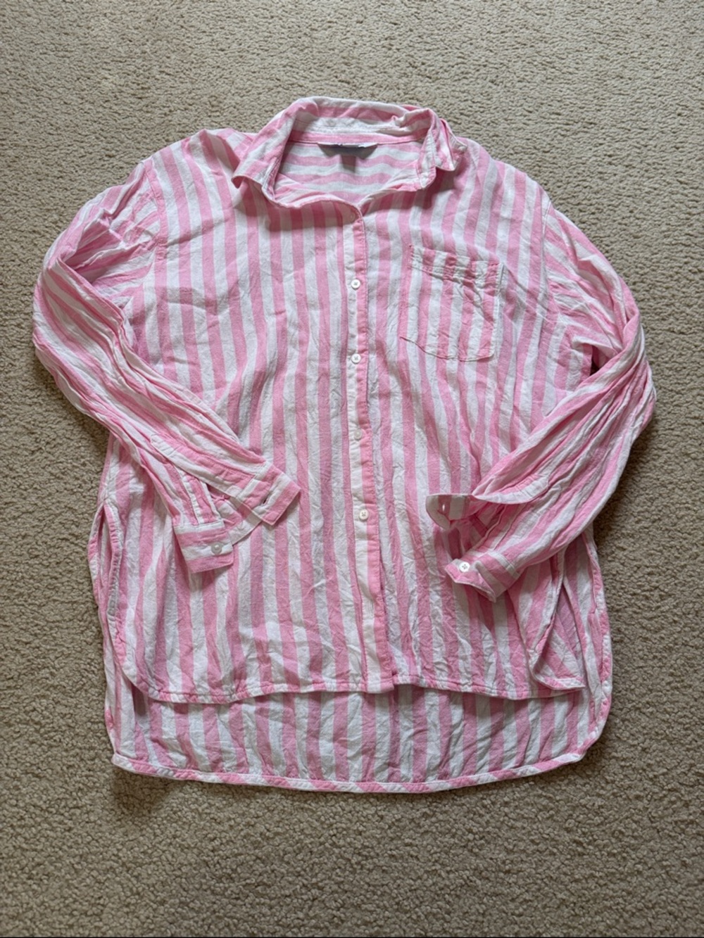 *Old Navy Pink and White Striped Button-Down Shirt
